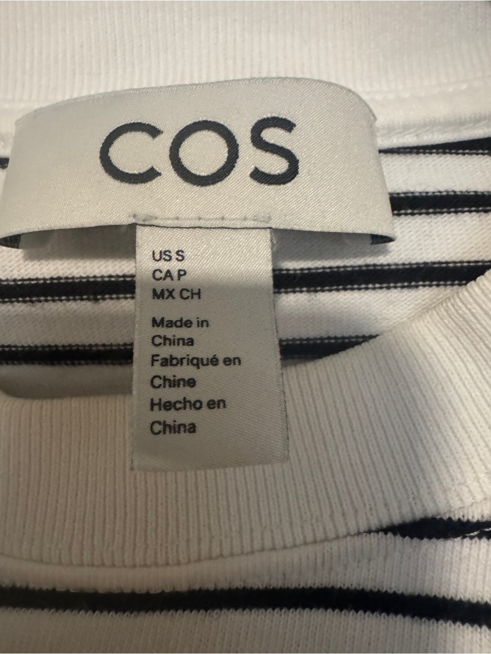 COS White Tee with Thin Black Stripes - Picture 2 of 4